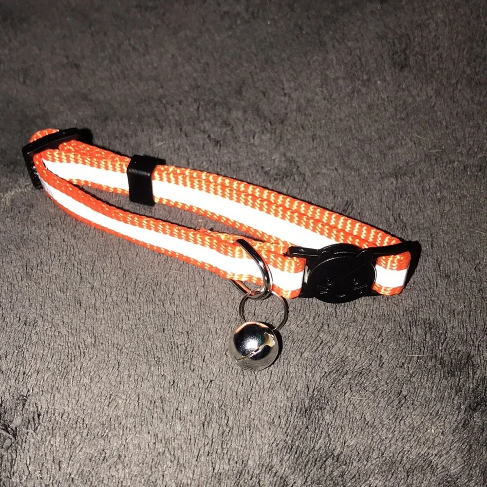 Bemix pets breakaway reflective Orange collar with bell New